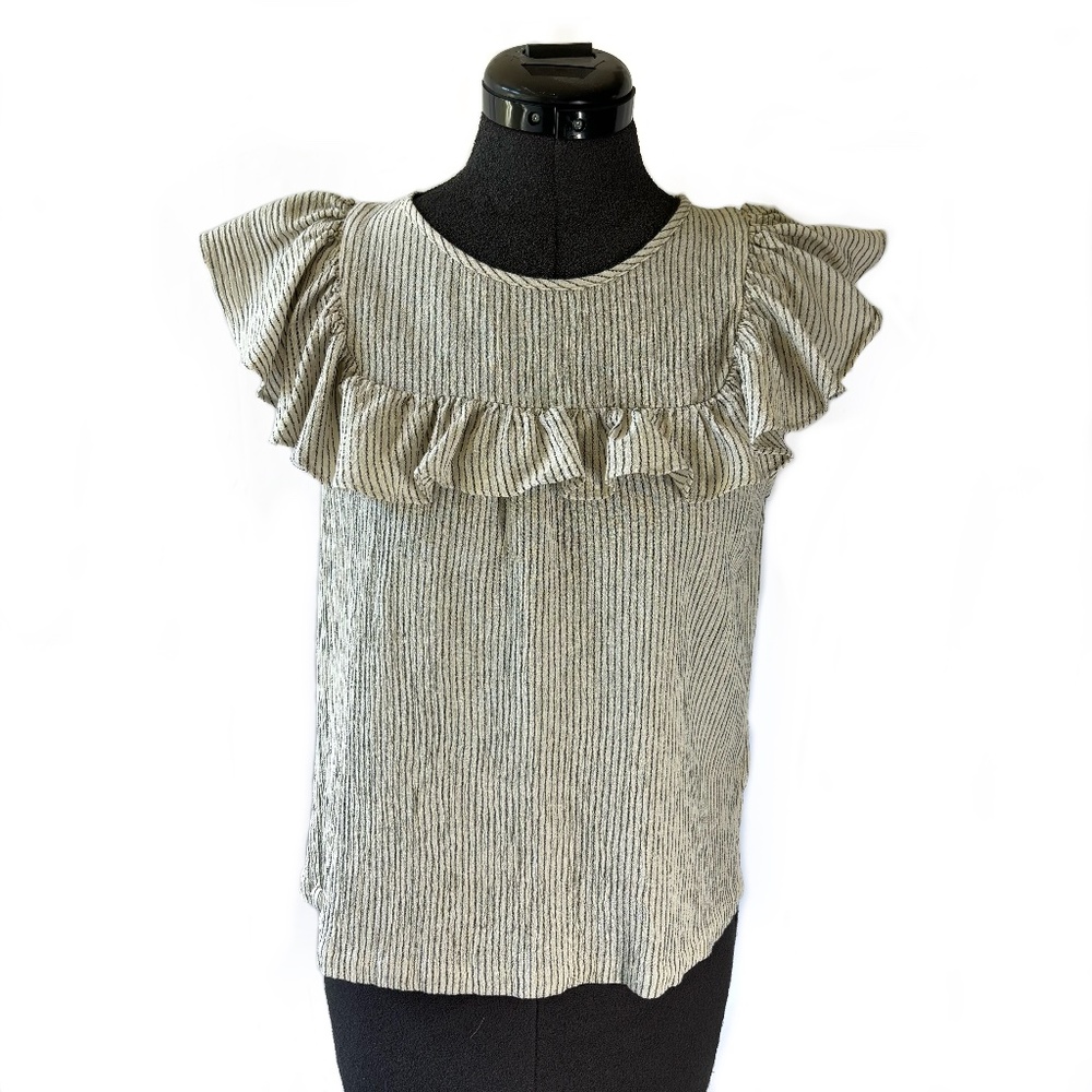 Pin Stripe Ruffle Blouse